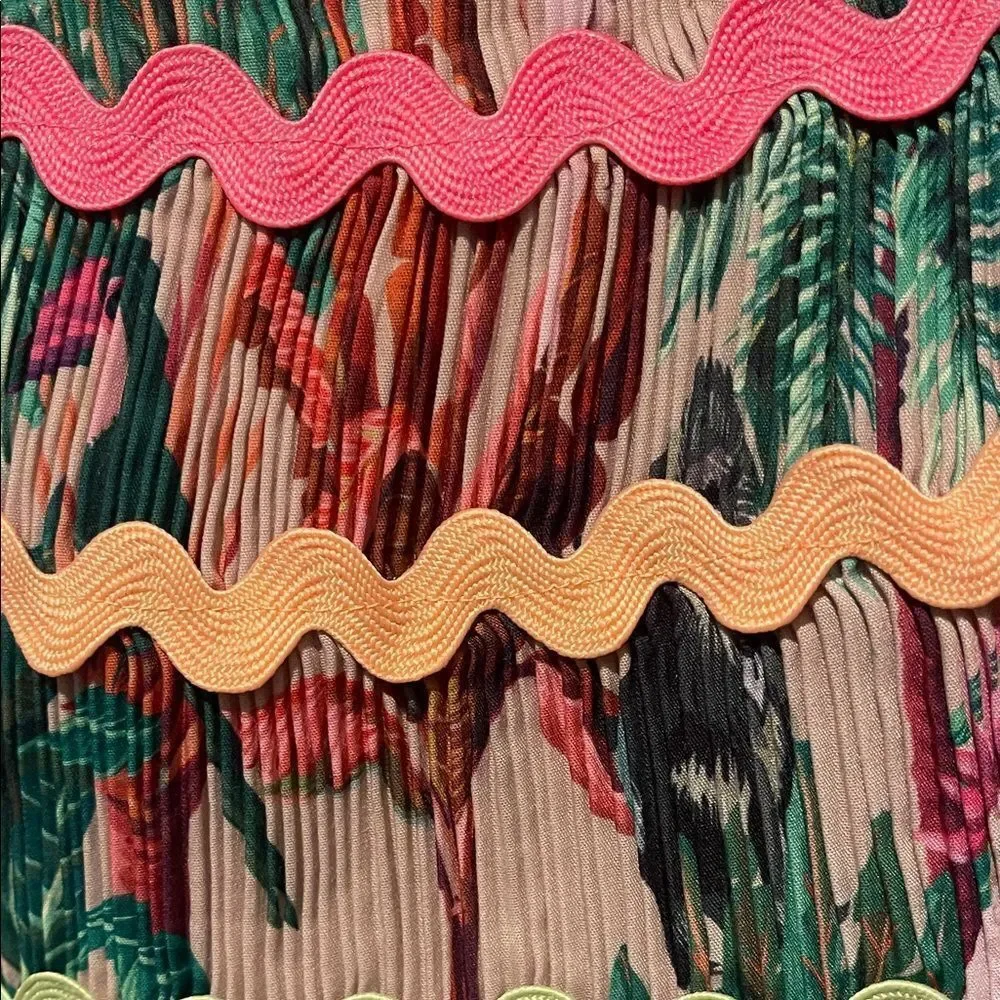 Entro Jungle Print Mini Skirt with Pink and Green Accents